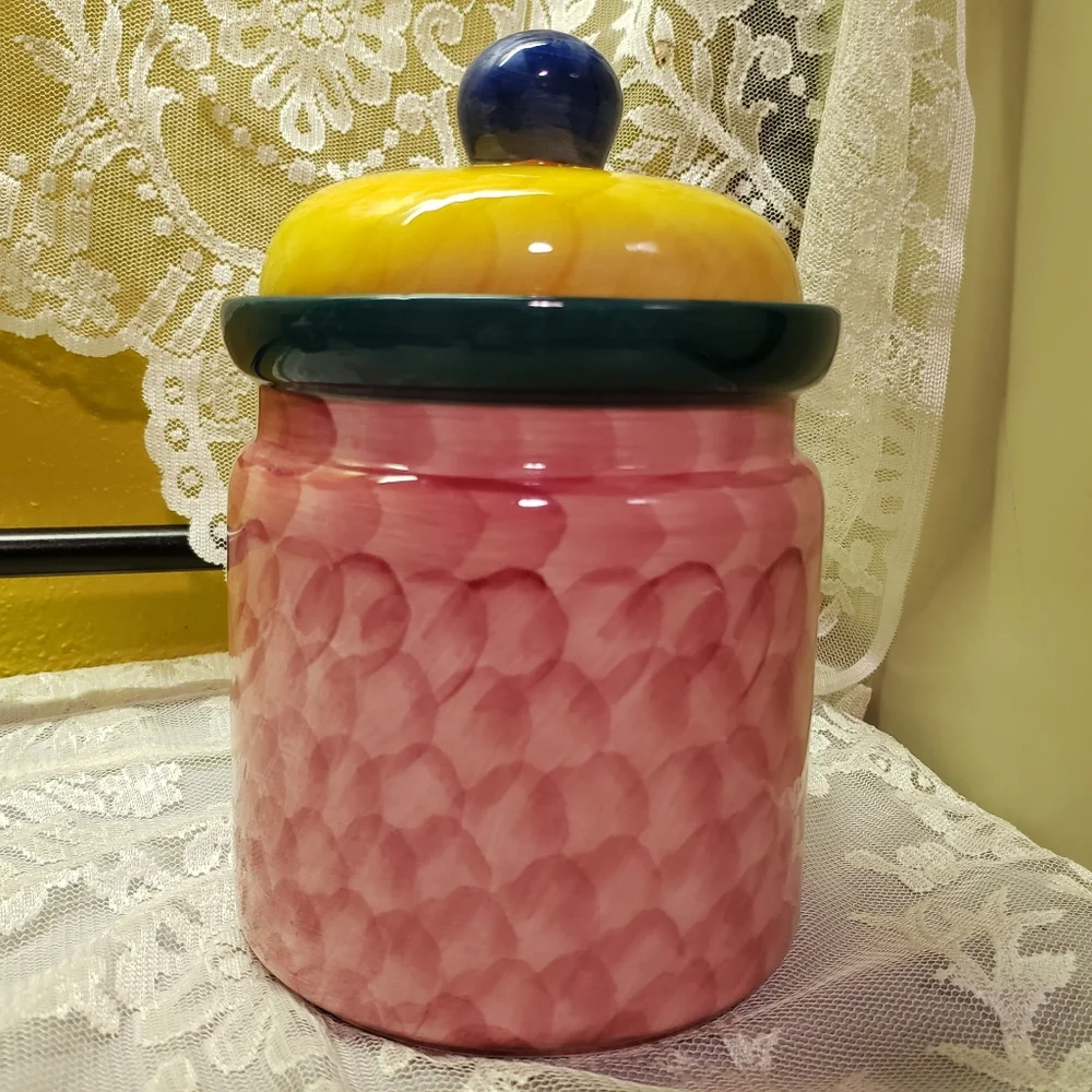 Vintage Canister Cookie Jar GEI Pear Sealing Lid